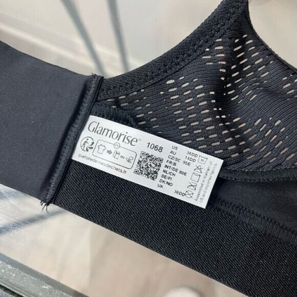 Glamorise Women's No-Sweat Mesh Wire-Free Sports Bra Black Size 36DD NWOT - Picture 6 of 9